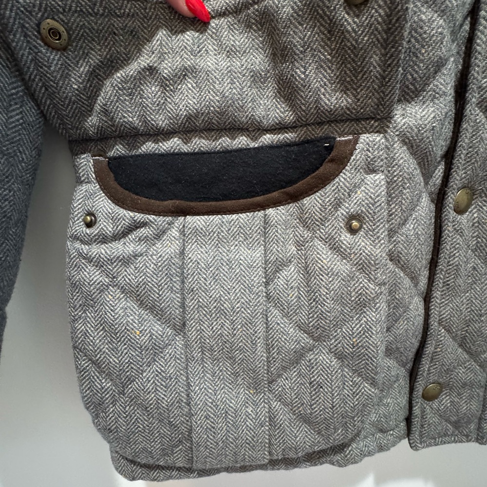 Jos. A. Bank 1905 Collection Gray Zip  Herringbone Quilted Barn Coat Men M - Picture 6 of 16